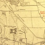 Civil War-era map showing Fort Ellsworth on Shooter's Hill and future site of Rosemont, 1862
