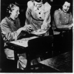 Mrs. Julian Davis, Mrs. Thomas Nelson, and Mrs. G.P. Zickefoose at an etiquette class, 1949