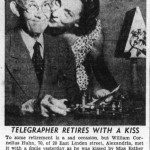 William Huhn of 20 East Linden Street retires after 50 years as a telegraph operator, 1956